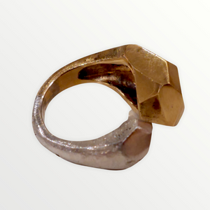 Open image in slideshow, Rough Edges Split Chevalier Ring Silver and Bronze
