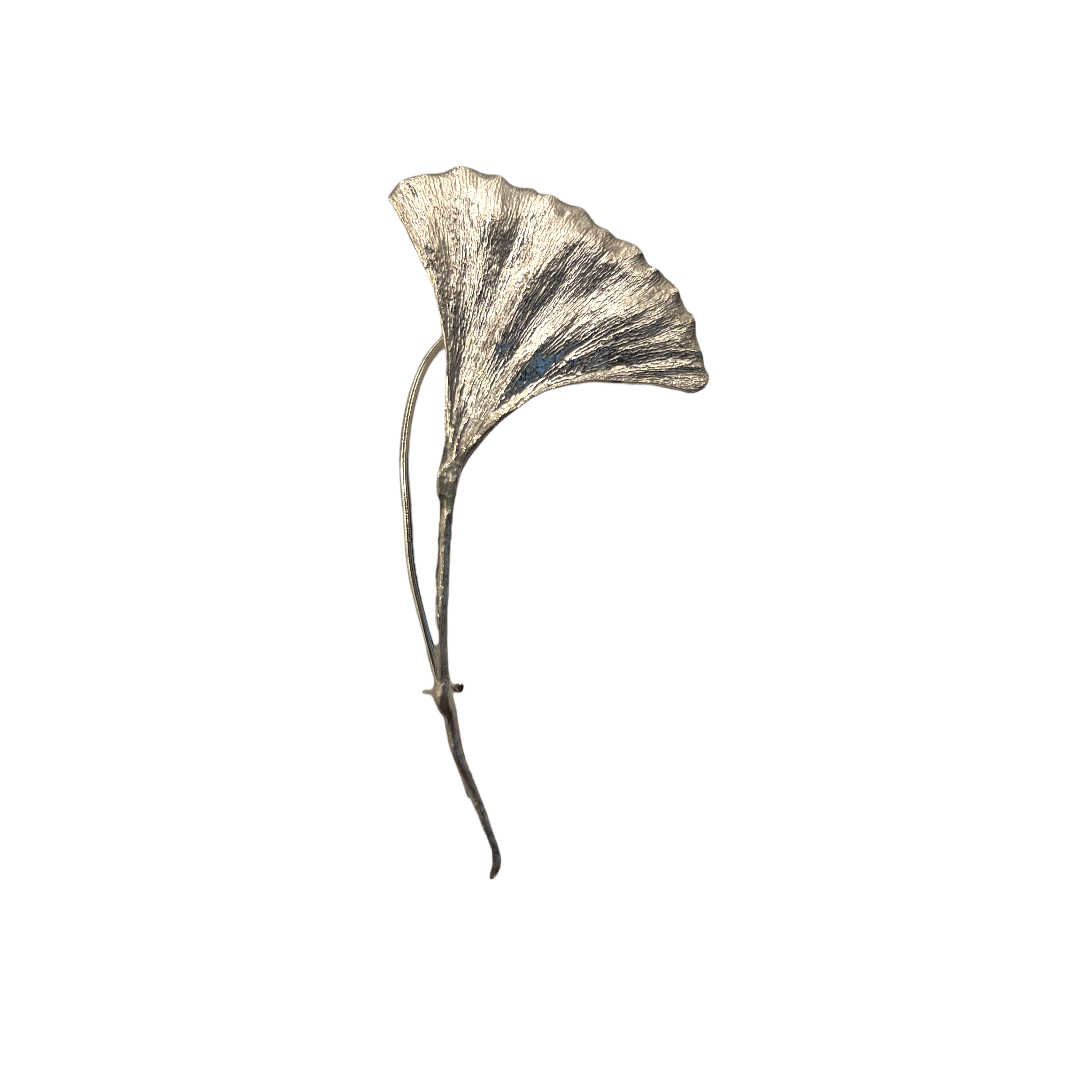Gingko Leaf Silver Brooch
