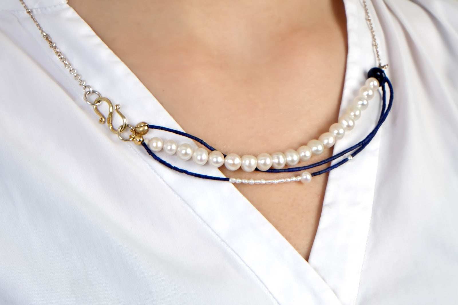 Pearls and Lapis Lazuli Necklace