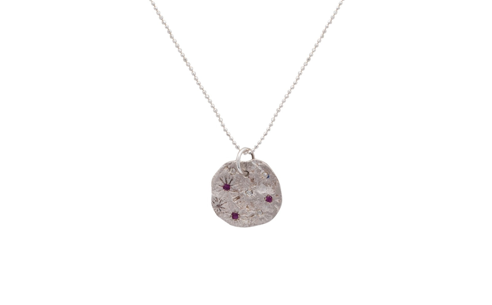 The Charm Silver necklace with Rubies and Diamonds