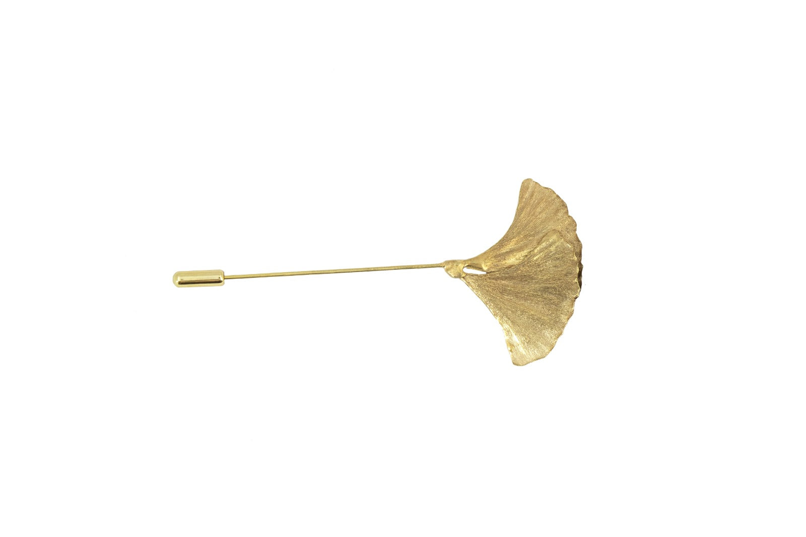 Gingko Double Leaf Golden Pin Brooch